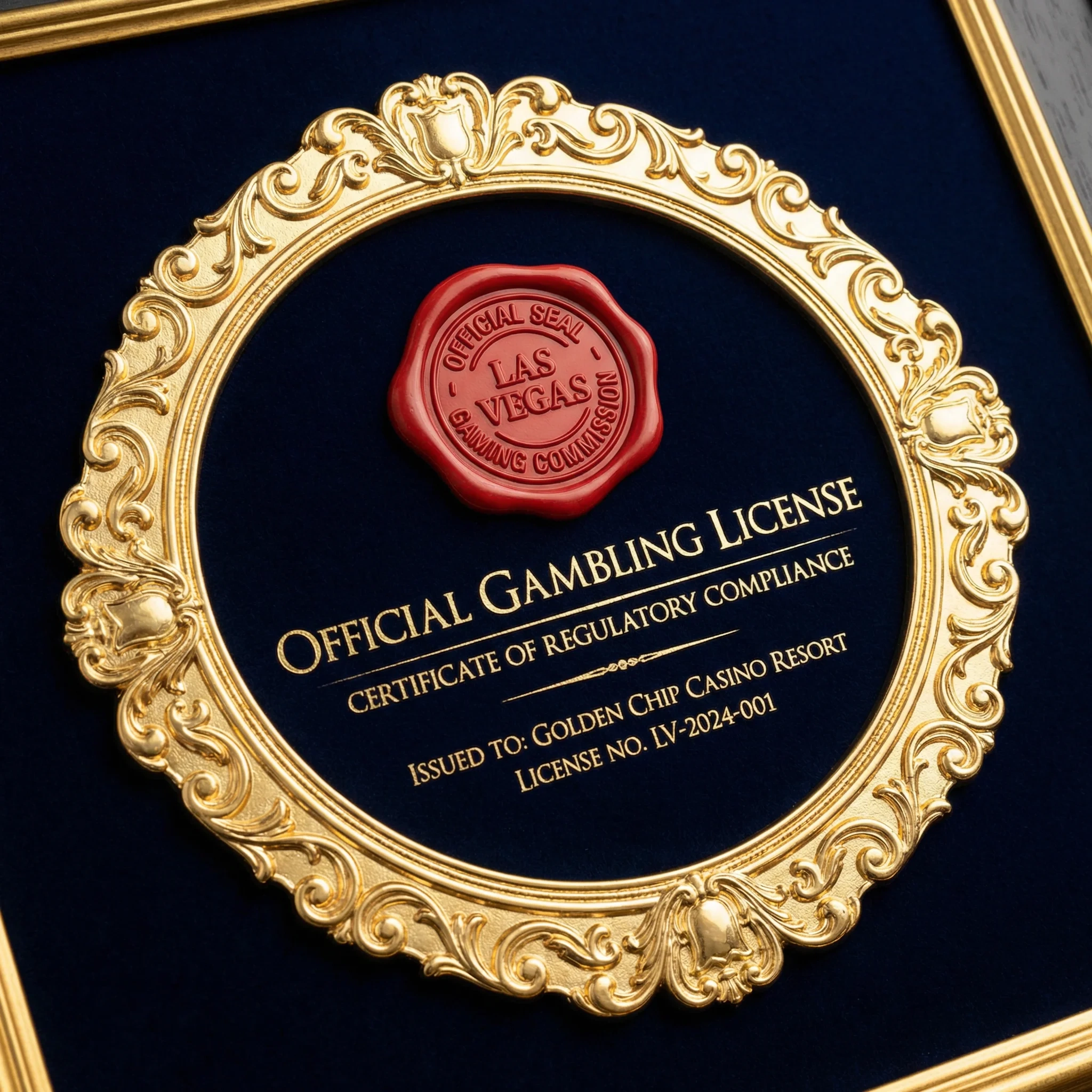 拉斯维加斯博彩监管委员会颁发的官方运营牌照徽章